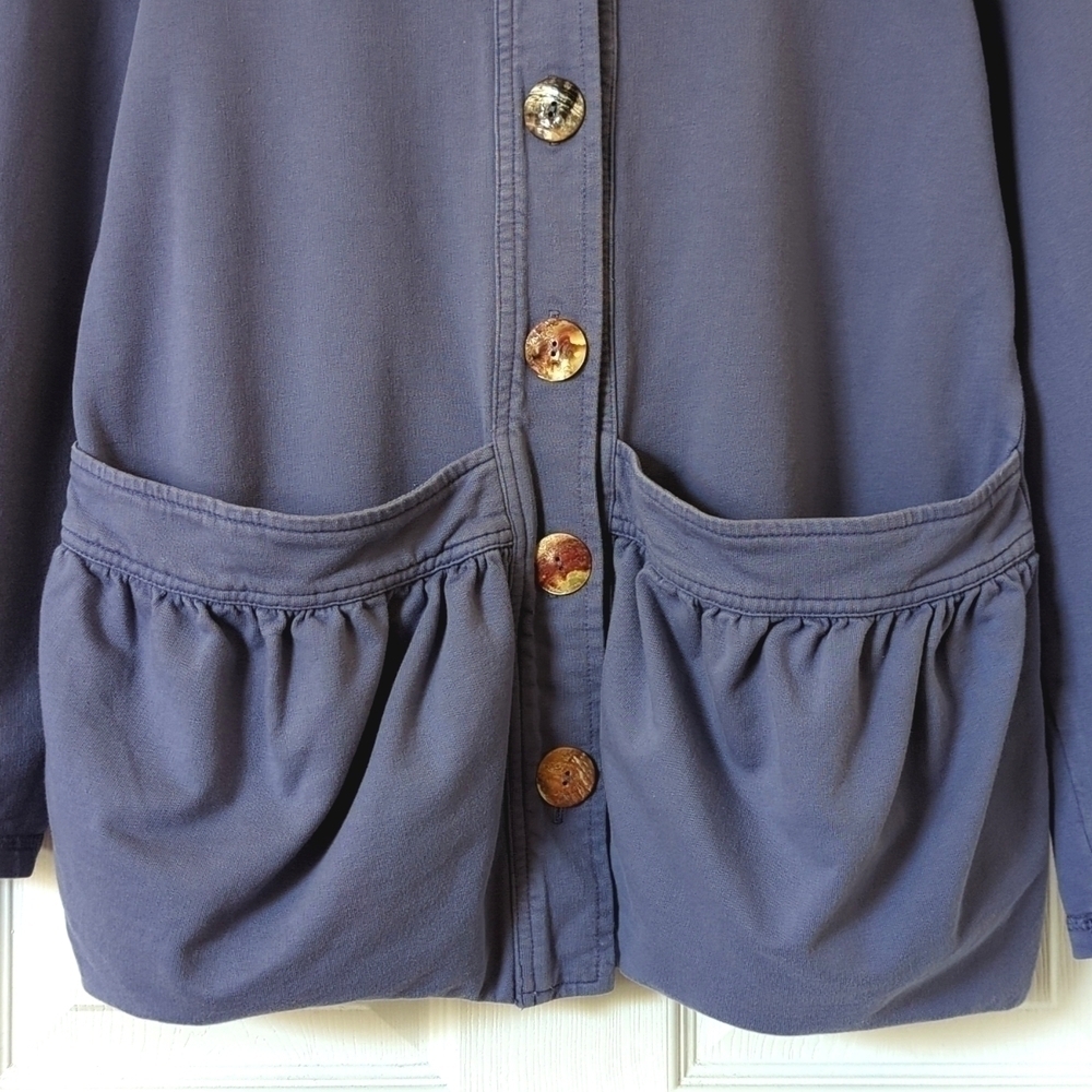 Color Me Cotton 90's Vintage Lightweight Funky Apron Pocket Hooded Jacket Purple - Picture 6 of 11